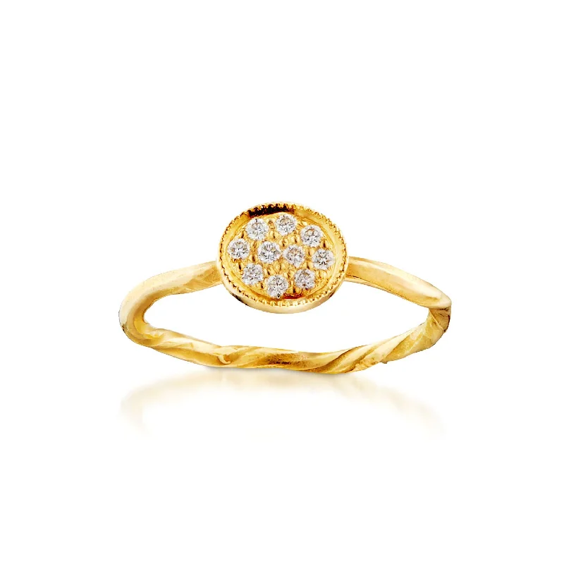 women's custom gemstone rings-Pavé 18K Gold Ring w. Diamonds