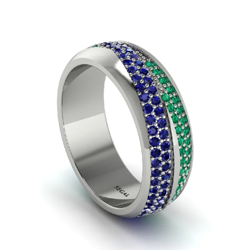 solitaire diamond engagement rings-1.4Ct Sapphire & Emerald Eternity Wedding Ring - Merritt No. 30