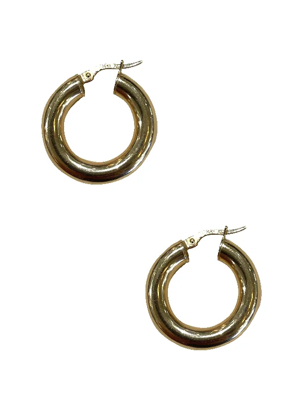 women's emerald earrings-10K Gold Thick Hoops