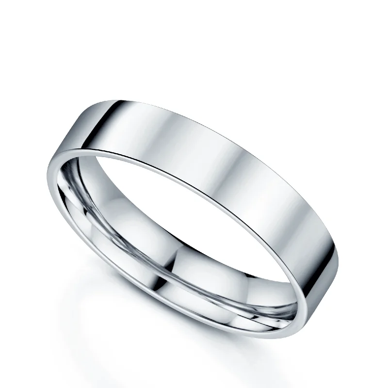 affordable engagement rings for women-Platinum Flat Court Gents Wedding Ring