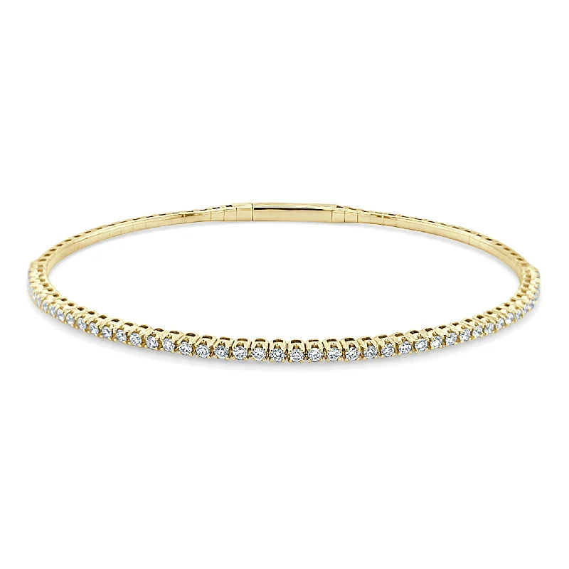 women's elegant cuff bracelets-14k Gold & Diamond Flexible Bangle