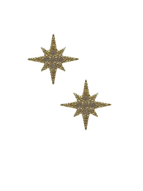 women's custom made earrings-Starburst Stud - Gold