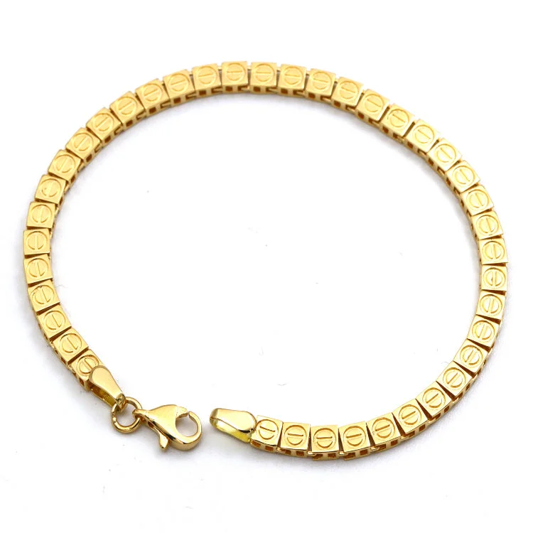 women's colorful gemstone bracelets-Real Gold Solid Square Chain Bracelet (17 C.M) - Model GZJCT0564 BR1735