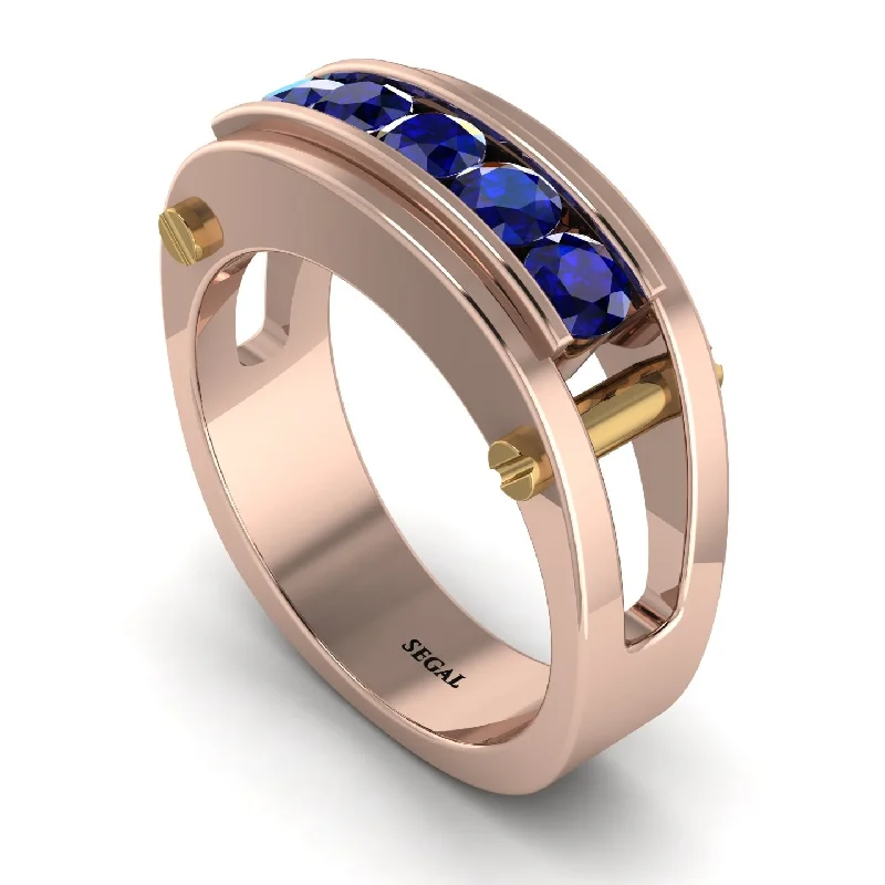 wedding engagement rings-Sapphire Five-Stone Classic Gold Wedding Ring - Casey No. 29