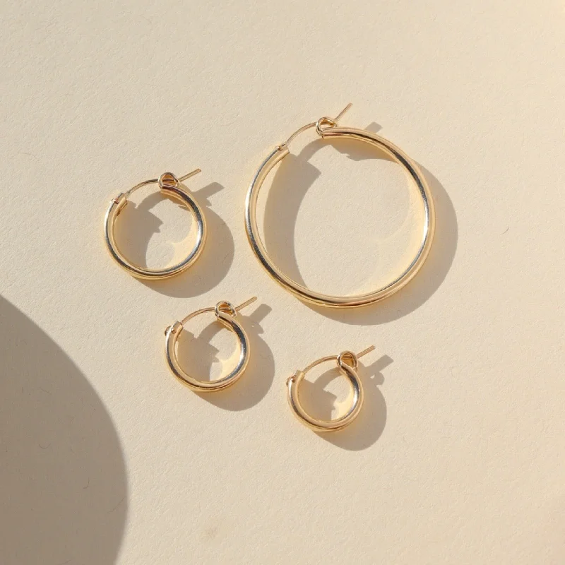 women's adjustable earrings-Classic Hoops