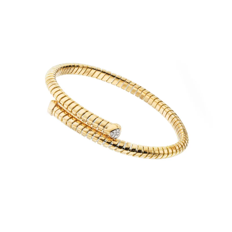 women's friendship bangle bracelets-Trisolina Bypass Bnagle with Pave Diamonds