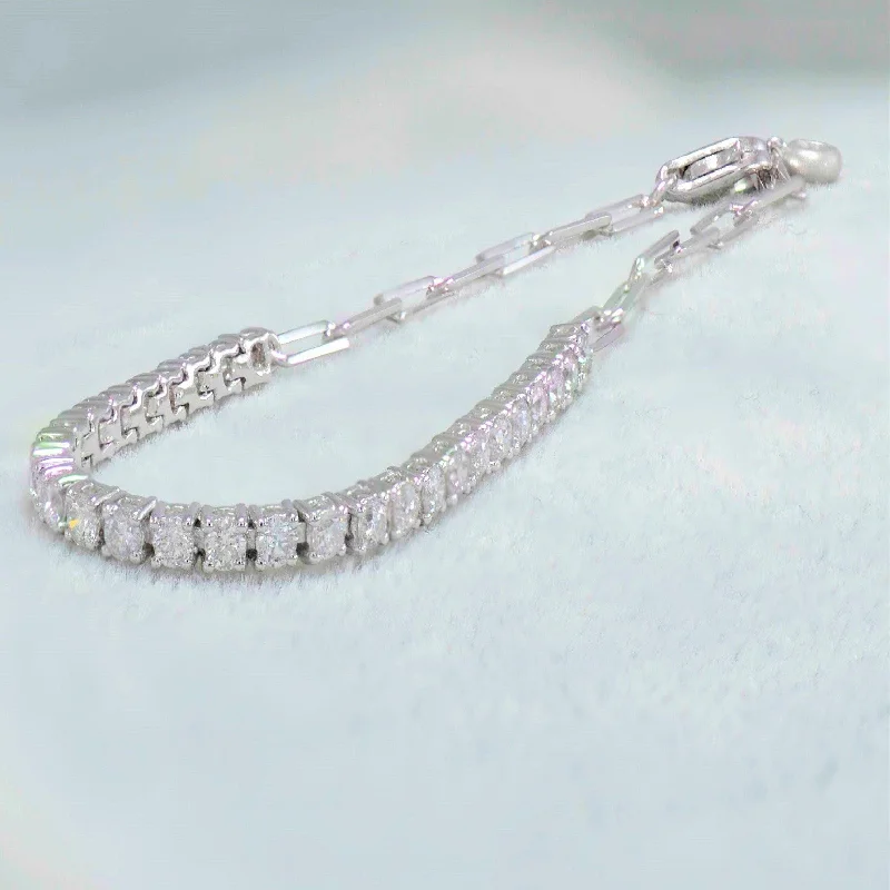 women's stretchy bracelets-Modern & Slender Diamond Bar Tennis Bracelet in 18k White Gold - (#143 - BR1246 - #37950WG)