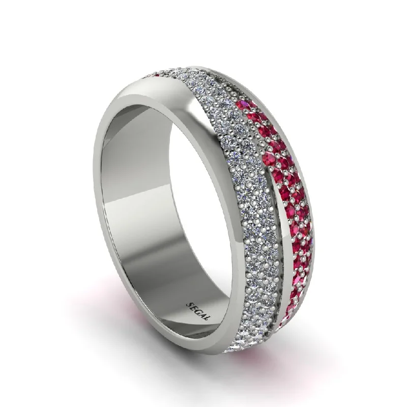 engagement rings with wedding bands-1.4Ct Diamond & Ruby Eternity Wedding Ring - Merritt No. 48