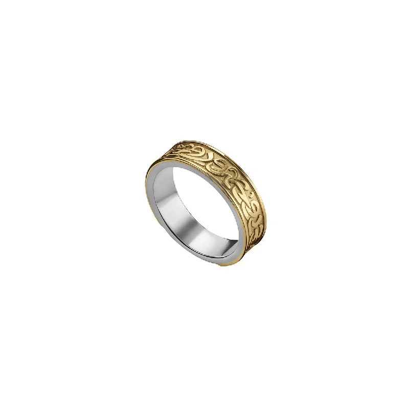 women's rose gold rings-Silver/Gold Calligraphy Band