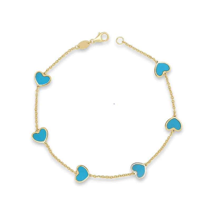 women's eco-friendly bracelets-14k Gold & Turquoise Heart Station Bracelet