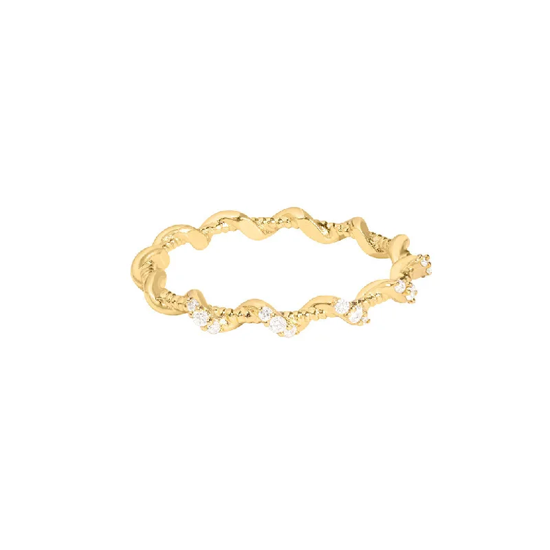 women's custom diamond rings-Gaia 18K Gold Ring w. Diamonds