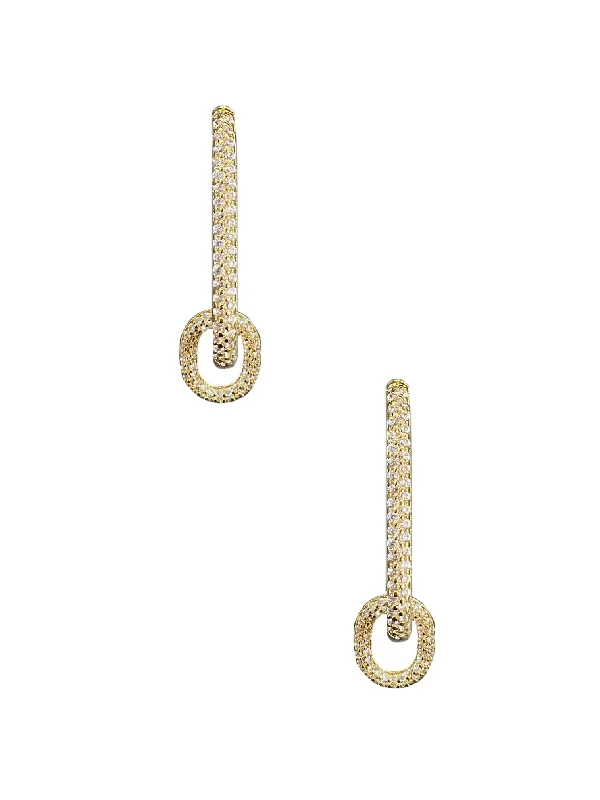 women's sustainable earrings-Rectangle Pave Hoop