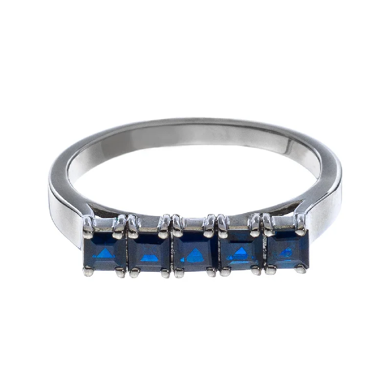 women's platinum rings-Josie Ring Silver Sapphire