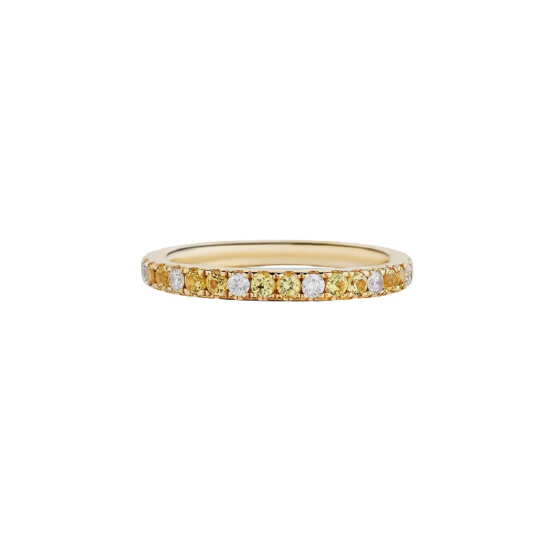 women's thick rings-YELLOW SAPPHIRE & DIAMOND ETERNITY BAND