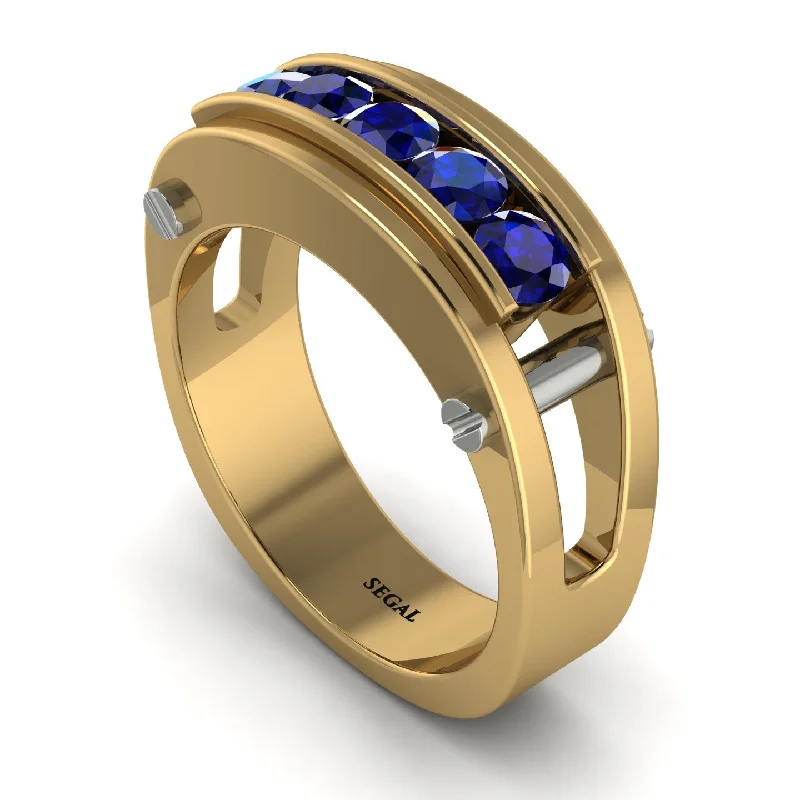 diamond engagement rings-Sapphire Five-Stone Classic Gold Wedding Ring - Casey No. 43