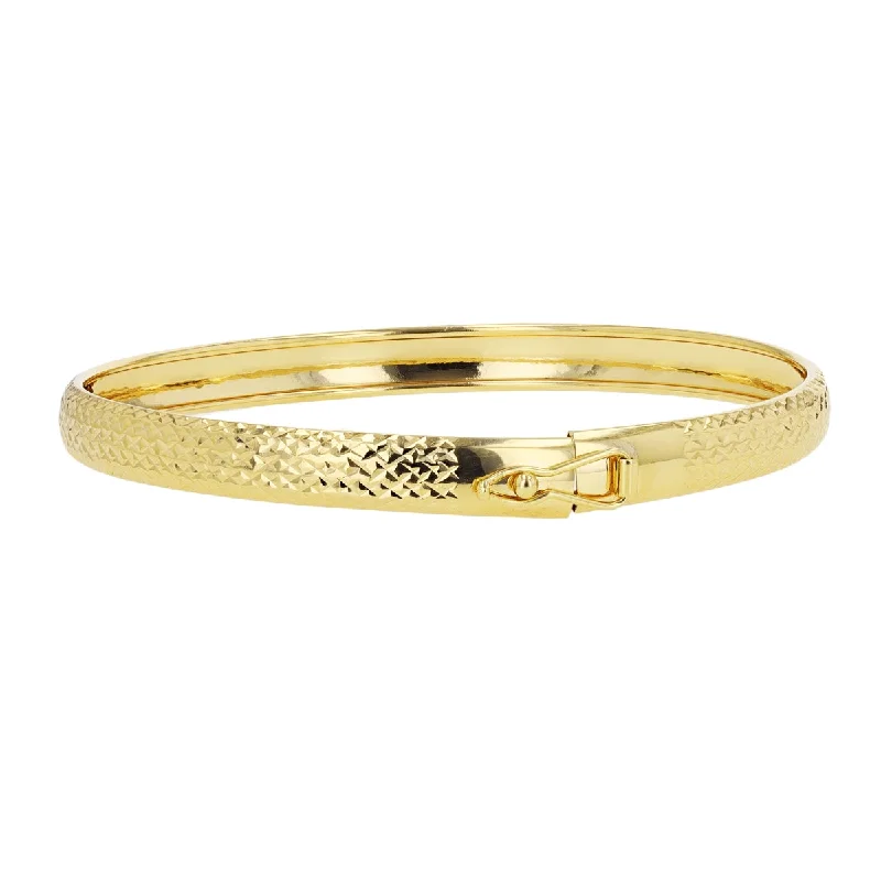 women's custom bracelets-10KT Yellow Gold 7-inch 6MM Bangle Bracelet