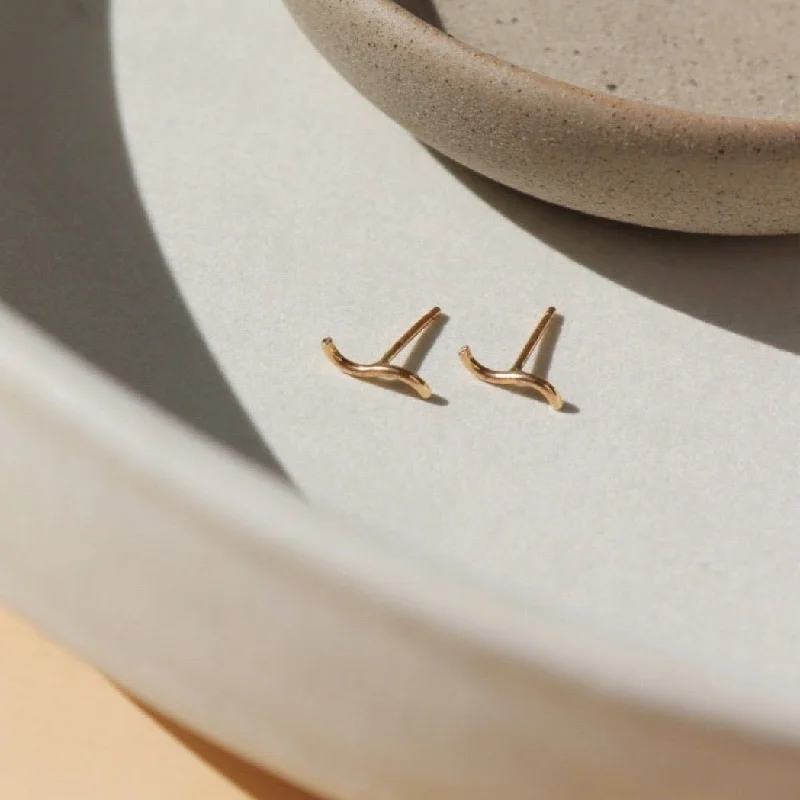 women's delicate earrings-Swell Studs in 14k Gold