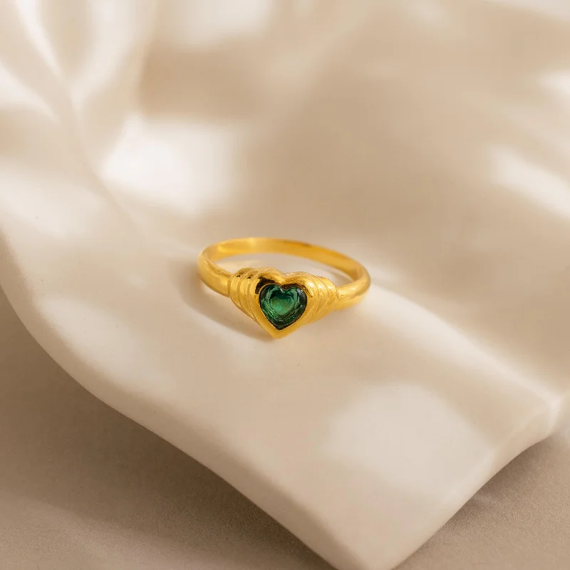 women's classic gold rings-Birthstone Heart Signet Ring