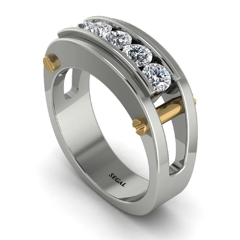 engagement rings for short fingers-Diamond Five-Stone Classic Gold Wedding Ring - Casey No. 18