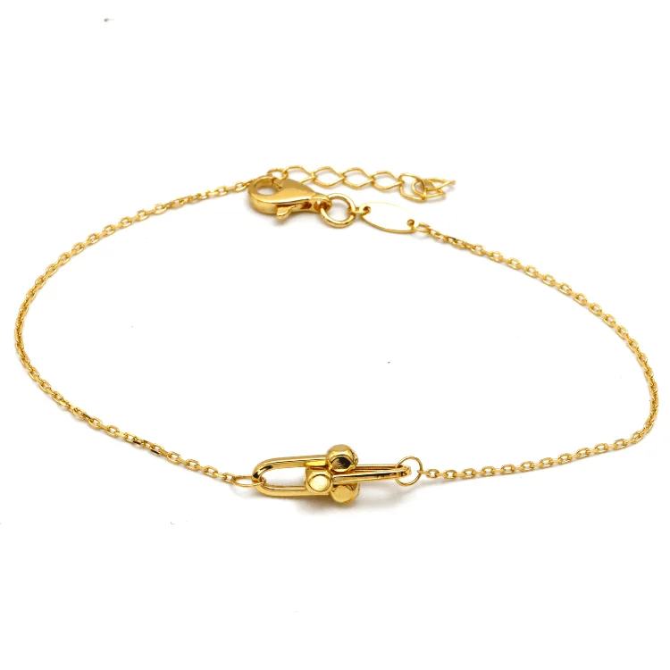 women's romantic bracelets-Real Gold GZTF Single Hardware Chain Adjustable Size Bracelet 6633 BR1624