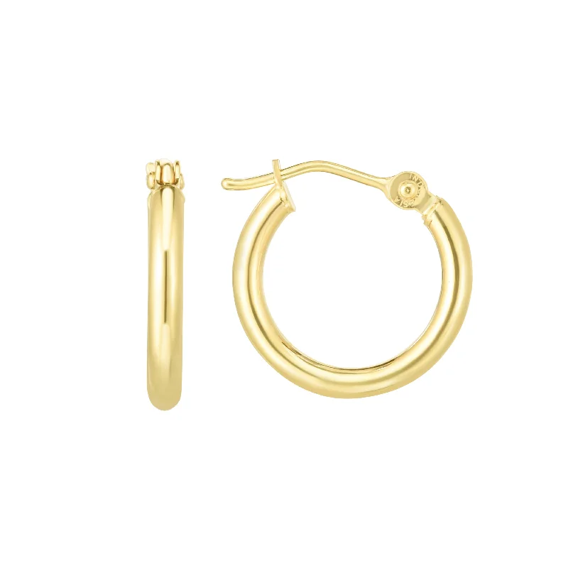 women's simple stud earrings-14K Gold 2x15mm Hoops