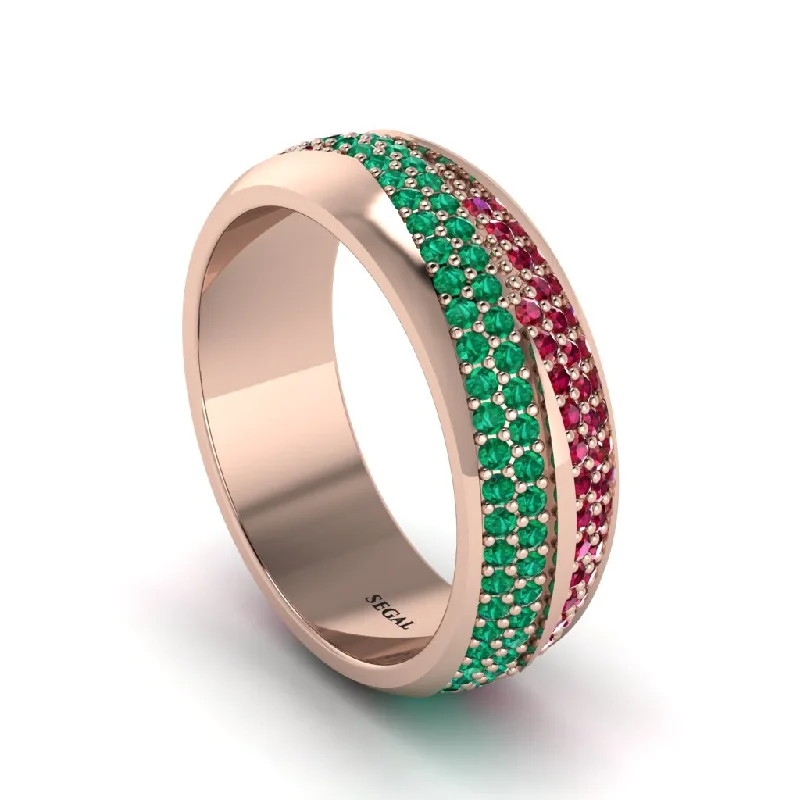 gemstone-studded engagement rings-1.4Ct Emerald & Ruby Eternity Wedding Ring - Merritt No. 50