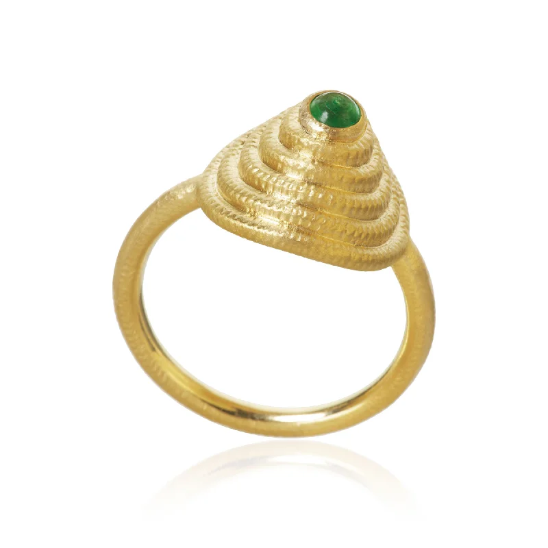 women's promise rings-Thera Twist 18K Gold Ring w. Emerald