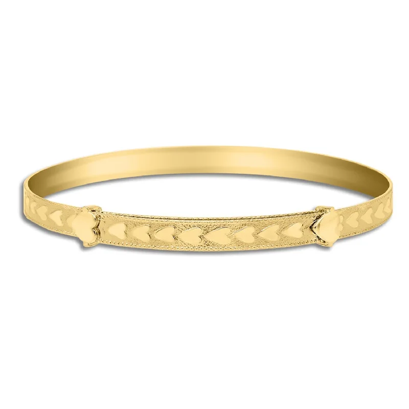 women's sustainable bracelets-Kiddie Kraft 14KT Yellow Gold Heart Bangle Bracelet