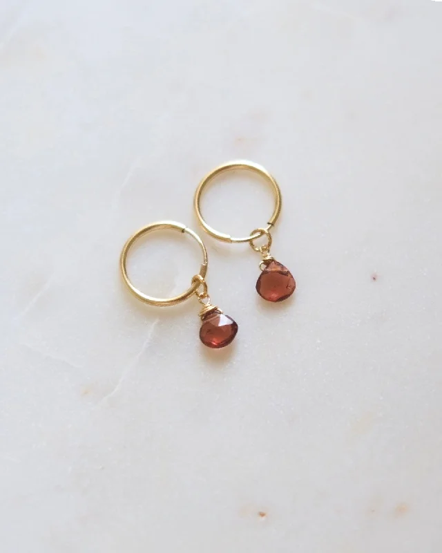 women's drop earrings-Garnet Infinity hoops