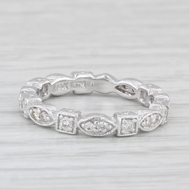 engagement rings with intricate designs-0.28ctw Diamond Eternity Band 14k White Gold Size 5 Stackable Wedding Ring