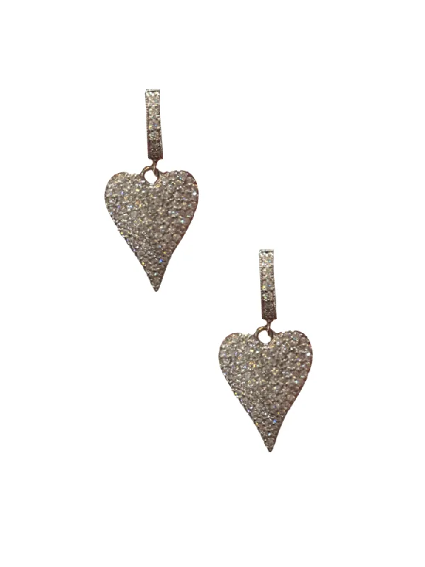 women's stunning diamond earrings-Large Pave Heart Huggies