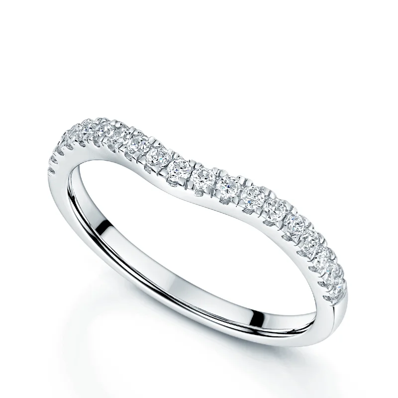 halo engagement rings-Platinum Diamond Set Shaped Wedding Ring