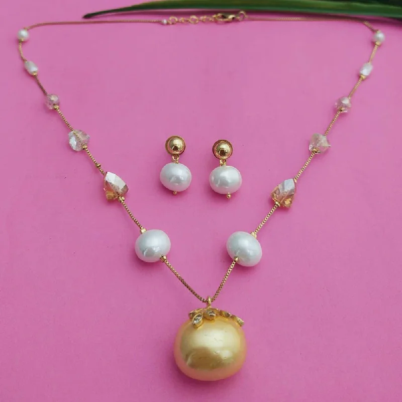 women's timeless necklaces-JCM Gold Plated Beads Necklace Set