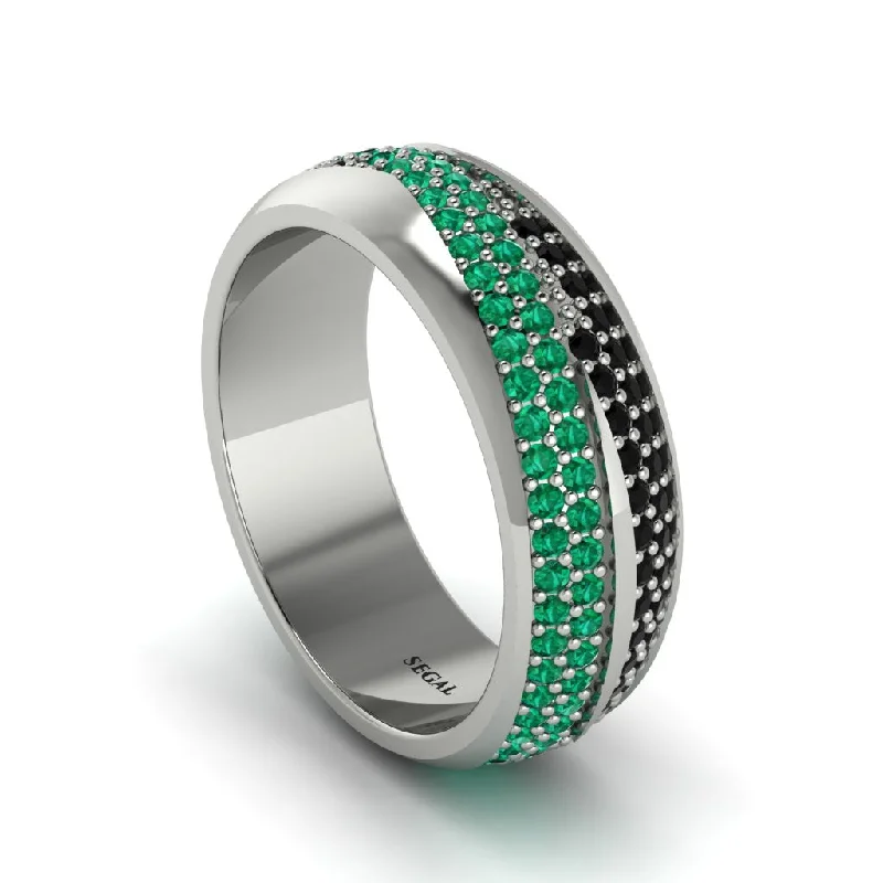 custom vintage engagement rings-1.4Ct Emerald & Black Diamond Eternity Wedding Ring - Merritt No. 36