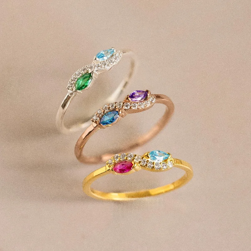 women's romantic rings-Infinity Marquise Birthstone Ring