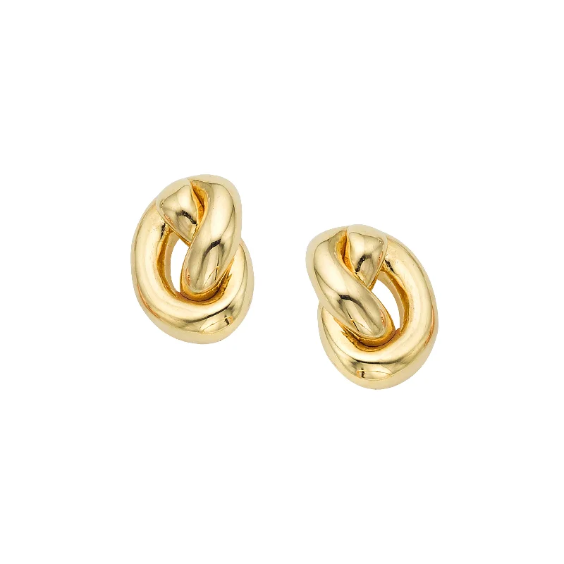 women's silver hoop earrings-14K Puffed Amore Love Knot Studs