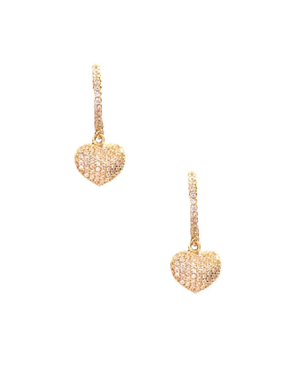 women's simple stud earrings-Small Pave Heart Huggies