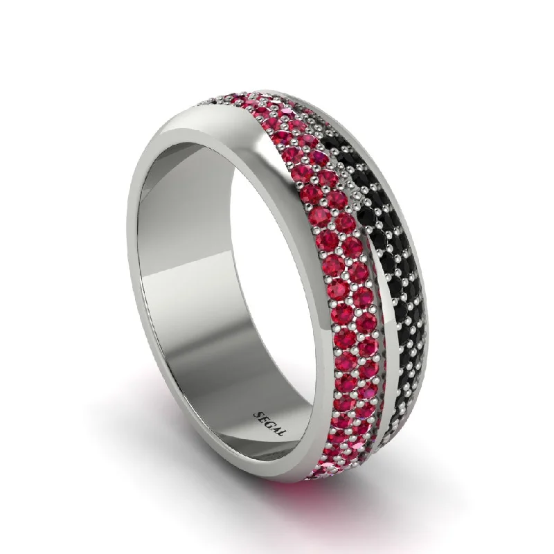 engagement rings with yellow diamonds-1.4Ct Ruby & Black Diamond Eternity Wedding Ring - Merritt No. 42