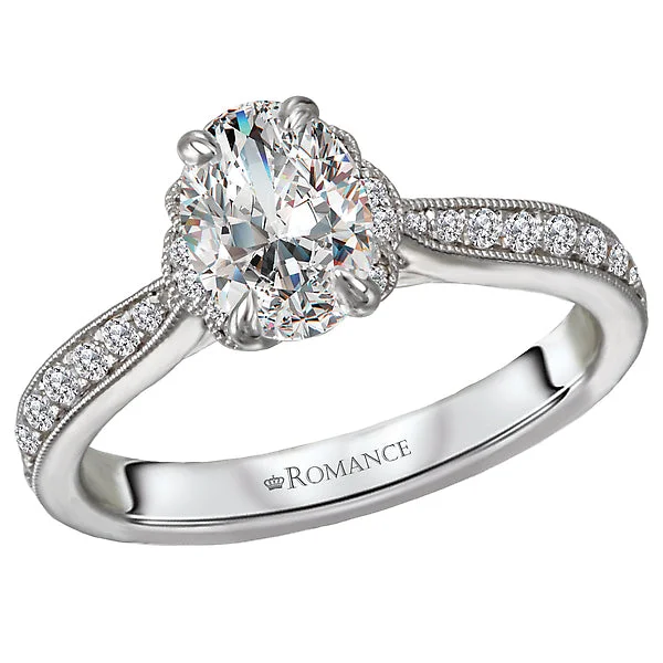 luxury engagement rings-14K White Gold Classic Semi-Mount Romance Collection Wedding Ring.