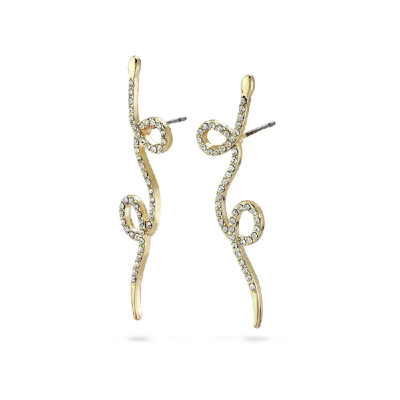 women's amethyst earrings-Ebba Gold Plated Crystal Snake Studs