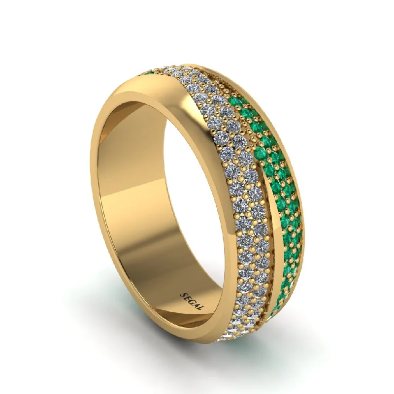 engagement rings with platinum bands-1.4Ct Diamond & Emerald Eternity Wedding Ring - Merritt No. 16