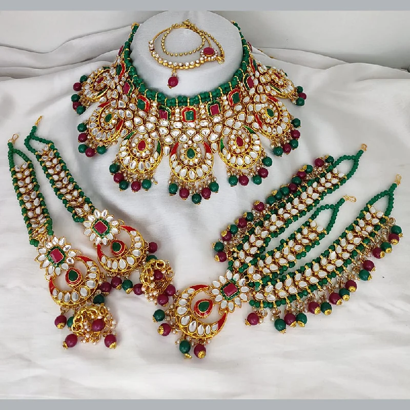 women's elegant necklaces-Lucentarts Jewellery Kundan Semi Bridal Necklace Set