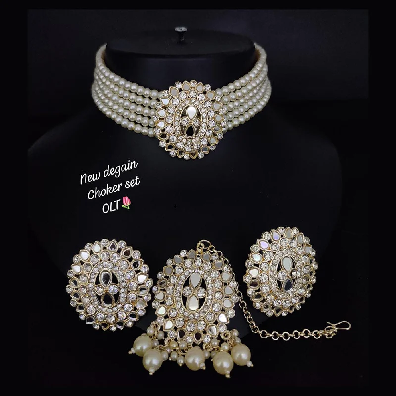 women's anniversary necklaces-Lucentarts Jewellery Gold Plated Choker Necklace Set