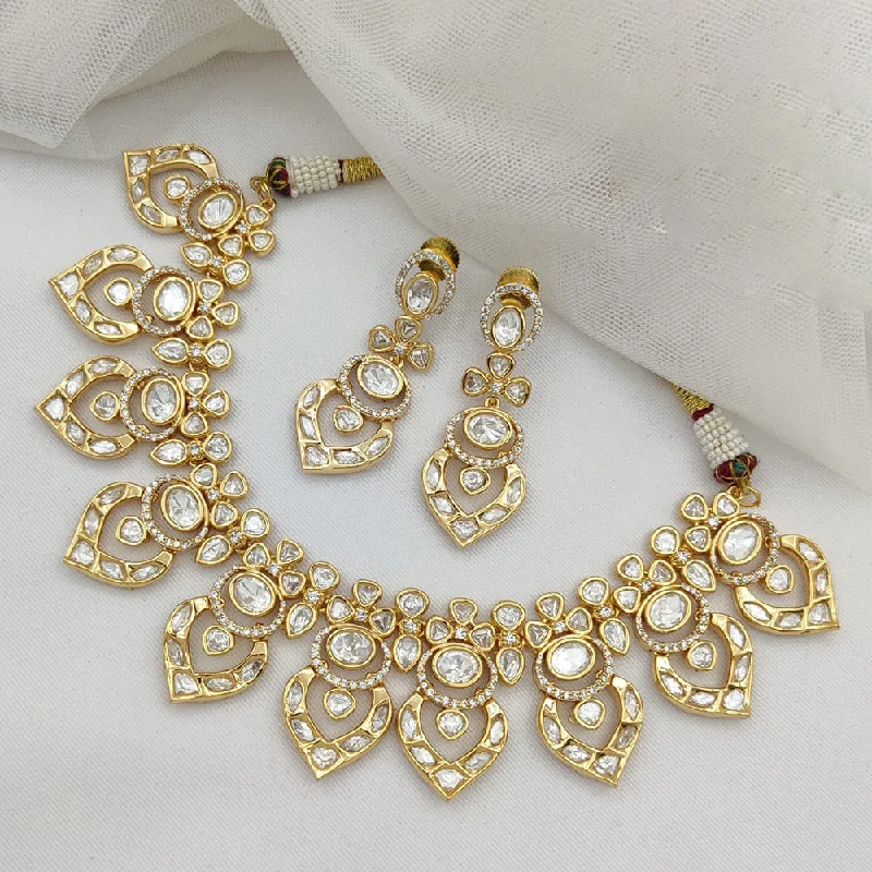 women's chain necklaces-Jewel Addiction Gold Plated Kundan Necklace Set