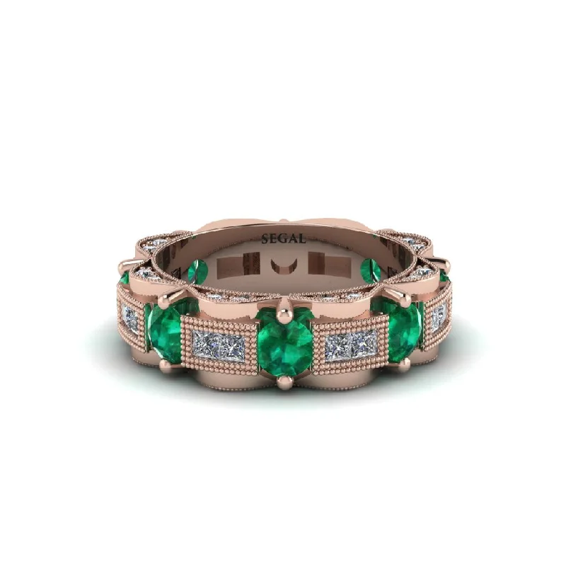 rose gold engagement rings-Emerald Eternal Elegance Wedding Ring - Rosemary No. 5