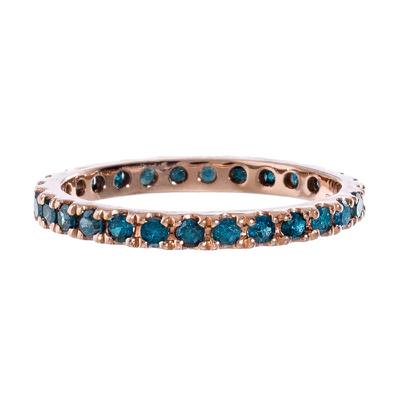 women's classic gold rings-Josephine Band Rose Gold Blue Diamonds 2mm