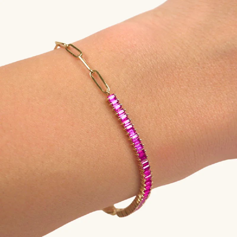 women's engraved charm bracelets-Ruby Linked Up Chain Bracelet