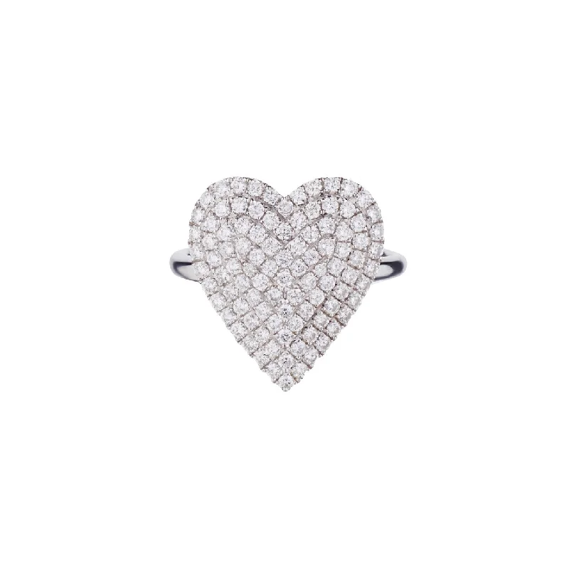 women's colorful rings-DIAMOND TIERED HEART RING