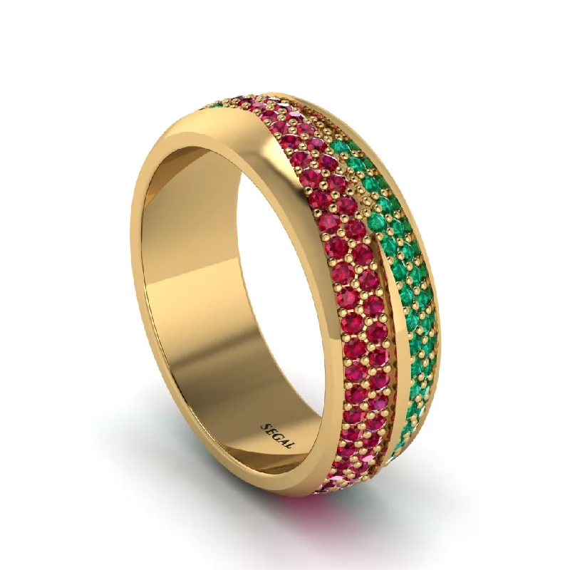 engagement rings for short fingers-1.4Ct Ruby & Emerald Eternity Wedding Ring - Merritt No. 25