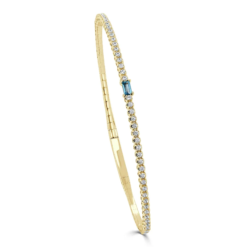 women's small bangles-14K Gold Birthstone & Diamond Flexible Bangle